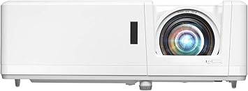 Optoma ZH406ST short throw full HD laser projector with 4200 lumens, 4K HDR input, four corner adjustment, and network compatibility.