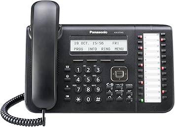 Black Panasonic digital phone with 3-line LCD, backlight, 24 CO keys, full duplex speakerphone, and built-in EHS system.