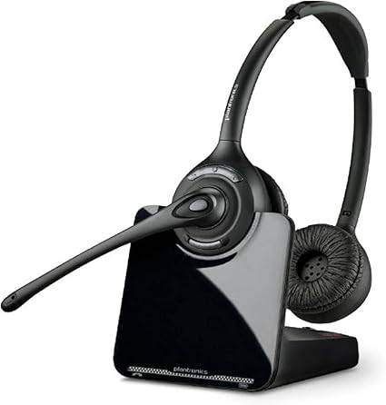 Beaver Computer Plantronics CS520-Xd wireless binaural headset for landline telephones, with adjustable headband and microphone.