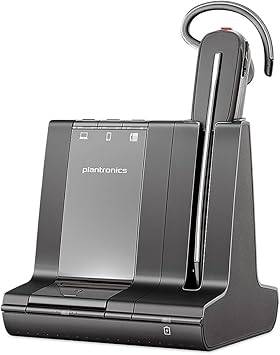 Plantronics Savi 8240-M Office DECT wireless convertible headset with microphone and headband for Microsoft Office use.