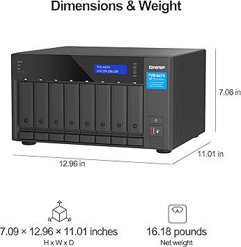 QNAP TVS-h874X-i9-64G-US 8-bay desktop NAS with 12th Gen Intel Core, 64GB RAM, 10GbE, 2.5GbE, PCIe Gen 4, diskless