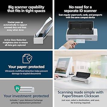 RICOH fi-800R Ultra-Compact, Colour Duplex Document Scanner with Dual Auto Document Feeders (ADF) - PA03795-B005