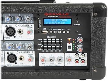 Rockville, 8 RPM80BT 2400w Powered 8 Channel Mixer/Amplifier w/Bluetooth/EQ/Effects - RPM80BT