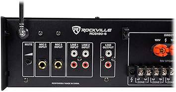 Rockville RCS180-6 180 Watt 6 Zone 70V Commercial/Restaurant Amplifier/Bluetooth - RCS1806