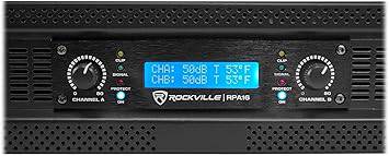 Rockville RPA16 10,000 Watt 2 Channel Power Amplifier Pro/DJ Amp+Speakon Cables - RPA16+(2) RCSS1425