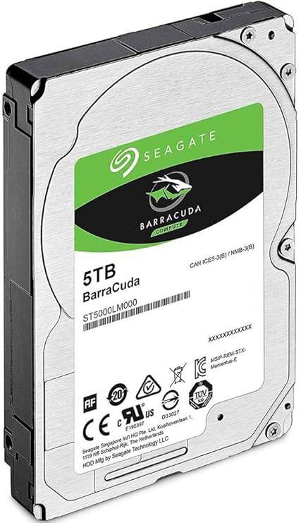 Seagate BarraCuda 5TB Internal Hard Drive HDD – 2.5 Inch SATA 6Gb/s 5400 RPM 128MB Cache for Computer Desktop PC (ST5000LM000)