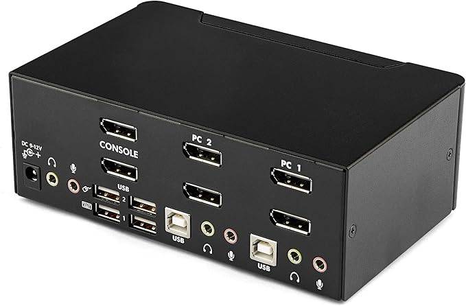 StarTech.com 2-Port DisplayPort KVM Switch - Dual-Monitor - 4K 60 - with Audio & USB Peripheral Support - DP 1.2 - USB Hub (SV231DPDDUA2)