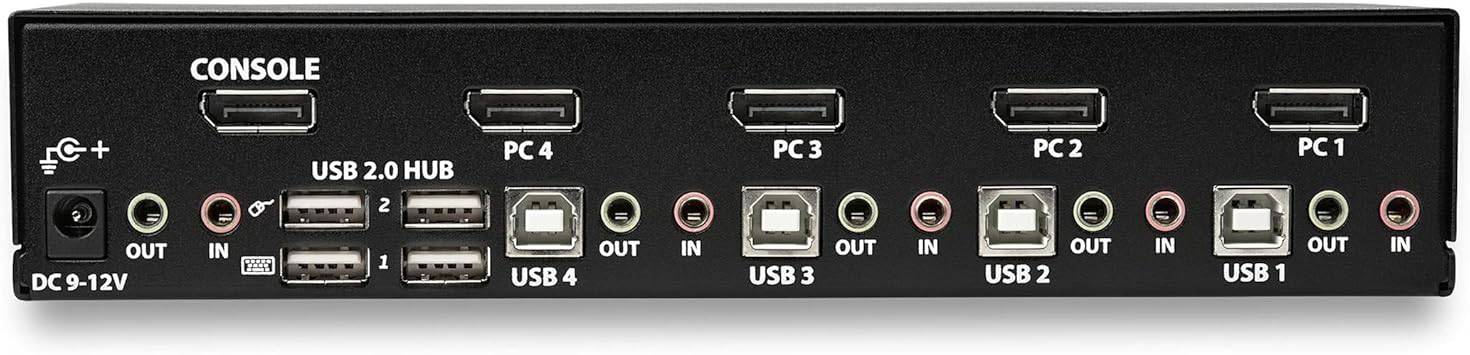StarTech.com 4 Port DisplayPort KVM Switch - 4K 60Hz - Single Display - Dual Port UHD DP 1.2 USB KVM Switch with Integrated USB 2.0 Hub & Audio - Dell, HP, Apple, Lenovo - TAA Compliant (SV431DPUA2)