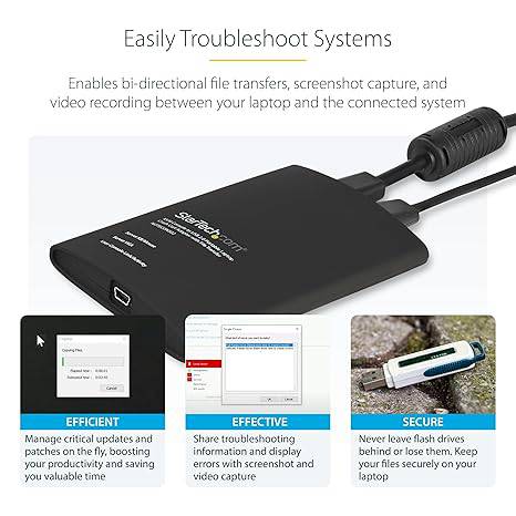 StarTech.com NOTECONS02 portable KVM console to laptop USB 2.0 adapter with file transfer and video capture capabilities.
