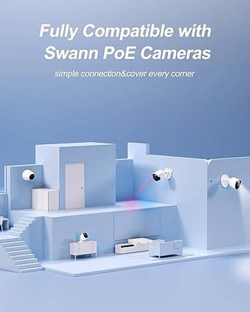 Swann 4K 8Channel Security Camera System NVR Recorder: nvr-8580 Security PoE NVR Box with 1TB HDD,24/7 Continuous Recording,Work with Swann IP 12MP/4K/5MP/4MP HD Cameras, SRNVR-88580WH