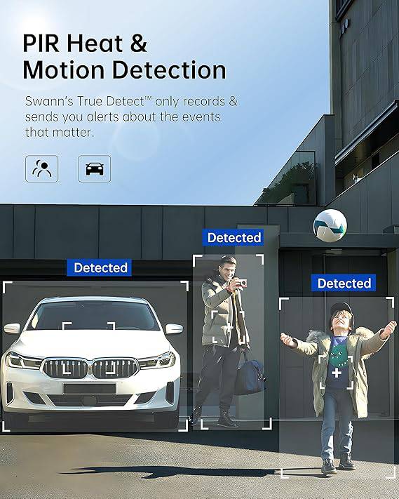 Swann Home DVR Security Camera System with 64GB HDD, 4 Channel 4 Camera, 1080p Full HD Video, Indoor or Outdoor Wired Surveillance CCTV, Heat Motion Detection, 4685 - SWDVK-446854MQB