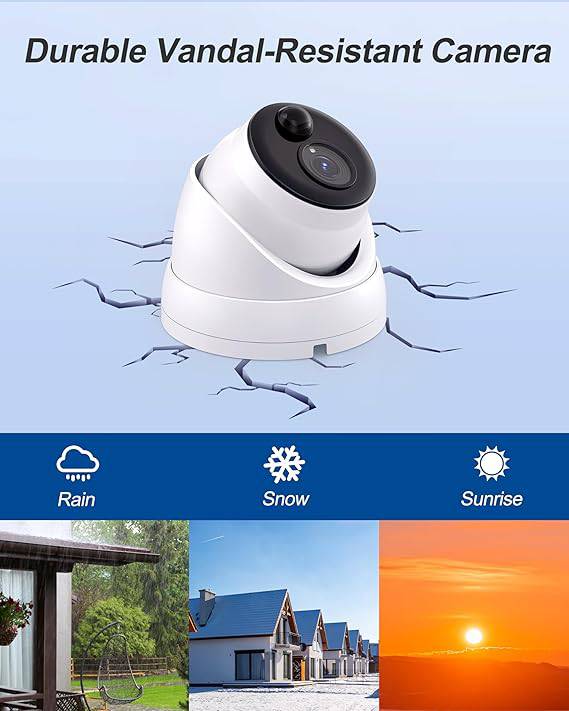 Swann Home DVR Security Camera System with 4 cameras, 1080p HD video, 64GB HDD, indoor/outdoor wired surveillance, heat motion detection.
