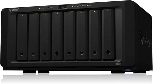 Synology Disk Station DS1821+ - NAS Server - 8 Bays - SATA 6Gb/s - RAID RAID 0, 1, 5, 6, 10, JBOD - RAM 4 GB - Gigabit E - DS1821+
