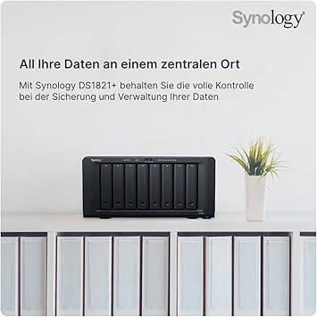 Synology Disk Station DS1821+ - NAS Server - 8 Bays - SATA 6Gb/s - RAID RAID 0, 1, 5, 6, 10, JBOD - RAM 4 GB - Gigabit E - DS1821+