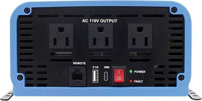 Tripp Lite 1500W Compact Pure Sine Wave Power Inverter, 3 Outlets, 1 USB + 1 USB-C Charging Ports, Remote Control via RJ12 Telephone Cable, Included Mounting Brackets, 2-Year Warranty - PINV1500SW-120
