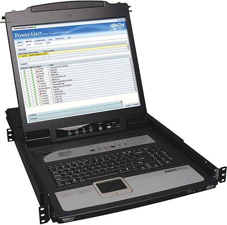 Beaver Computer Tripp Lite B020-U16-19-IP 16-port rack console KVM with 19-inch LCD display in 1U rack mount.