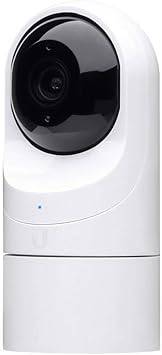 Ubiquiti Networks UniFi UVC-G3-FLEX 1080p network camera with night vision in white, mounted for security surveillance.