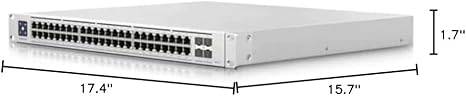 Ubiquiti Switch Enterprise 48 PoE network switch with 48 ports, black metal casing, and status LEDs for enterprise networking.
