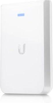Ubiquiti UAP-AC-IW-US Unifi in-wall access point in white mounted on wall, with sleek design and network ports visible