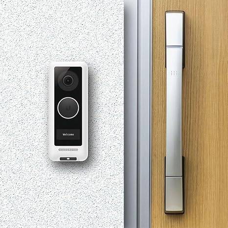 Ubiquiti UniFi Protect G4 Doorbell by Beaver Computer, sleek black doorbell with camera and security features.