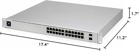 Ubiquiti USW-Pro-24 Layer 3 switch without PoE, black network switch with multiple Ethernet ports and advanced routing features.