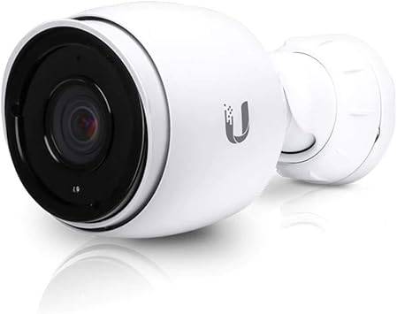 Ubiquiti UVC-G3-PRO UniFi Video surveillance camera in white, mounted for security monitoring, with a sleek, rounded design.