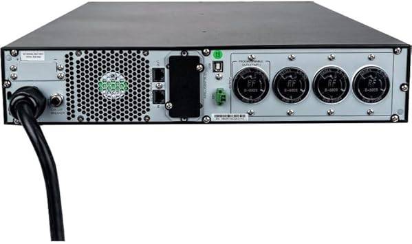 Vertiv Liebert 5000VA 4500W 208V UPS with LCD display, pure sine wave, rackmount/tower, supports Active PFC, line-interactive design.