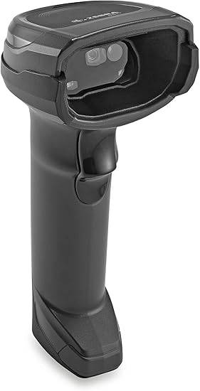 Zebra DS8108-SR barcode scanner kit with black scanner, USB cable, and accessories for 1D and 2D barcode imaging.