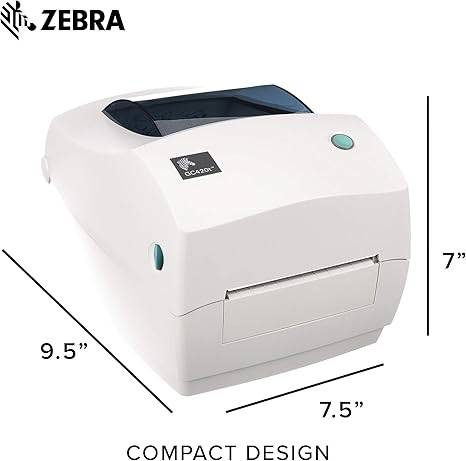 ZEBRA GC420t Thermal Transfer Desktop Printer Print Width of 4 in USB Serial and Parallel Port Connectivity GC420-100510-000