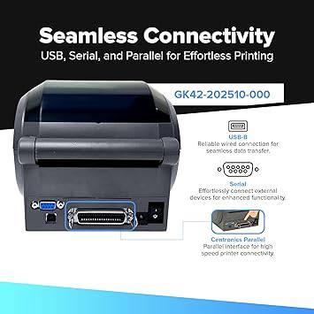 Zebra GK420D Direct Thermal Desktop Printer - USB and Ethernet Connectivity Monochrome Barcode Label Printer, 203 dpi, 8 IPS, 4.09