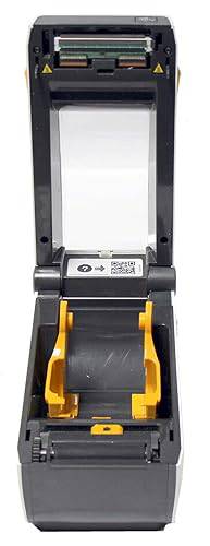 Zebra ZD410 healthcare desktop thermal printer with 2-inch print width, USB, Ethernet, Bluetooth, and EZPL language.