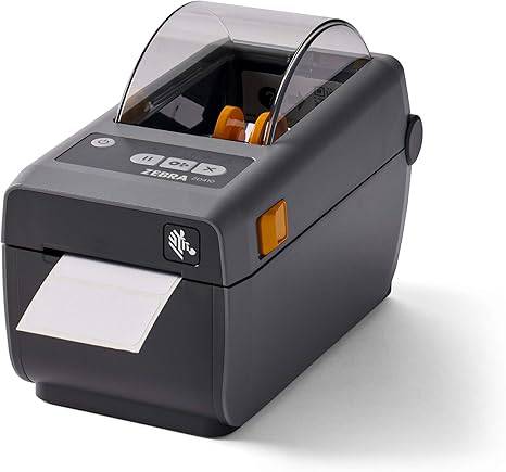 Zebra ZD410 direct thermal desktop printer with 2-inch print width, monochrome output, USB connectivity, by Beaver Computer.