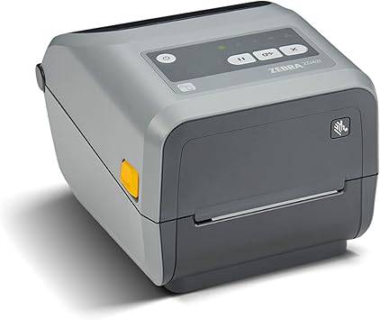 Zebra ZD421 thermal transfer cartridge desktop printer with 4-inch print width, USB connection, 203 dpi resolution.