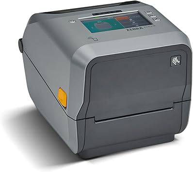 Zebra ZD621 direct thermal desktop printer with color touch LCD, 4-inch print width, USB, serial, and Ethernet ports