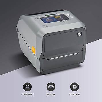 Zebra ZD621 Thermal Transfer Desktop Printer Color Touch LCD 203 dpi Print Width 4-inch USB Serial Ethernet ZD6A142-301F00EZ