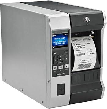 Zebra ZT610 barcode label printer by Beaver Computer showing the front view with control panel and label output tray.