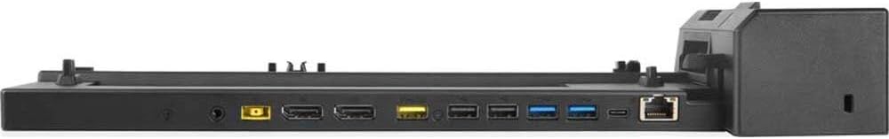ThinkPad Pro Docking Station with American standard plug, black design, multiple ports for laptop connectivity.