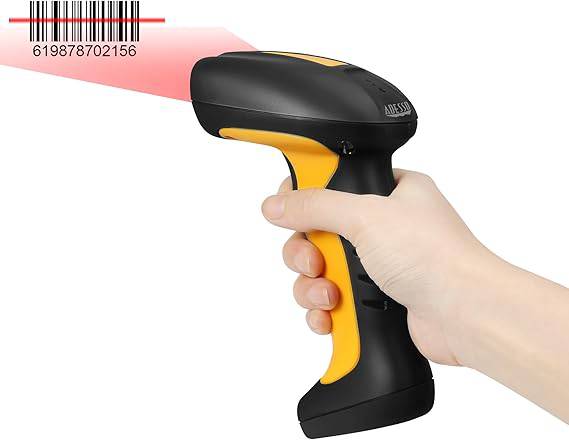 Wireless Adesso NuScan 4100B 1D barcode scanner with ergonomic design and USB connectivity for efficient scanning.