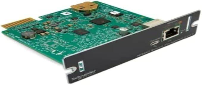 APC UPS Network Management Card 3, newest model 2020, installed inside a UPS system for remote monitoring and management.
