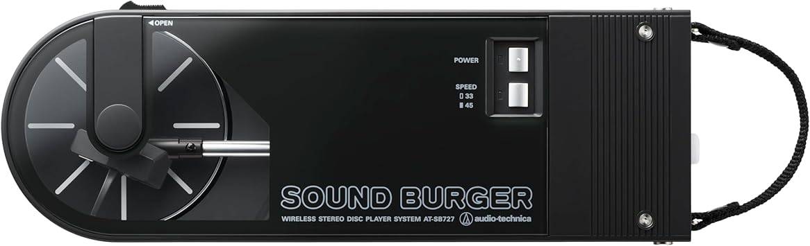 Audio-Technica AT-SB727 Sound Burger Portable Bluetooth Turntable (Black), with USB-C Charging and up to 12 Hours of Spinning