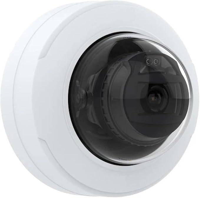 AXIS P3245-LV network dome camera mounted on ceiling, featuring a sleek design for high-quality security monitoring.