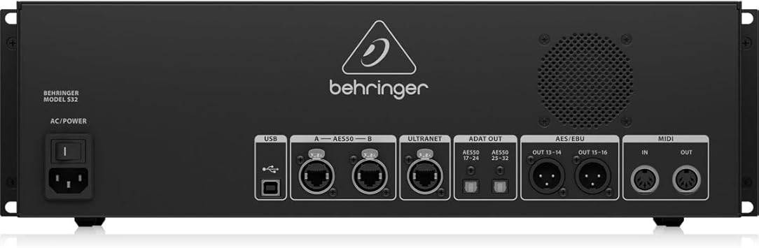 Behringer S32 32-channel stage box with multiple input and output connectors for professional audio setups