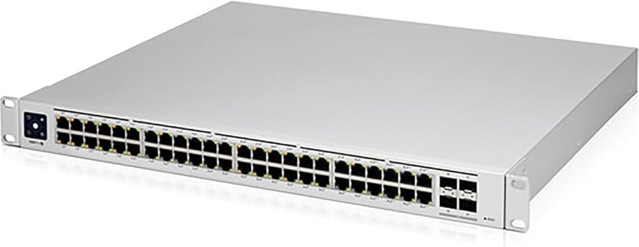 Ubiquiti Networks UniFi Switch PRO 48 with 48 Gigabit ports, Layer 3 features, and SFP+ ports for high-performance networking.