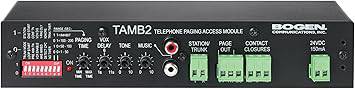 Bogen TAMB2 Telephone Access Module with PRS2403 Power Supply, mounted on a wall with cables visible