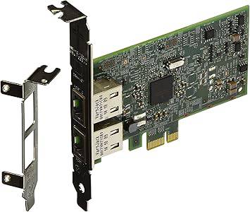 Broadcom NetXtreme I dual port network adapter installed in a server, showcasing its dual Ethernet ports and sleek black design.