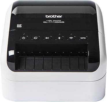 Brother QL-1110NWB wide format thermal label printer with wireless connectivity, designed for postage and barcode labels.
