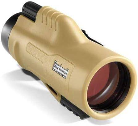 Bushnell Legend Ultra HD Monocular with Mil-Hash Reticle, 10x42mm, tan, compact optical device for outdoor viewing.