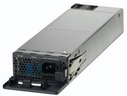 Cisco 3K-X 715W AC power supply unit with cooling fan and power connectors for network equipment.