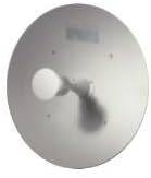 Cisco Aironet 21dBi 2.4GHz solid dish antenna with RP-TNC connector for wireless networking, shown with mounting hardware.