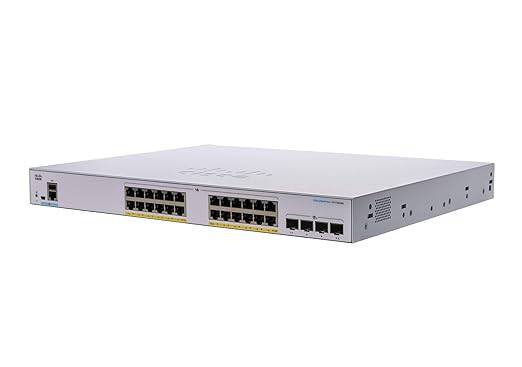 Cisco CBS250-24T-4X Smart Switch with 24 Gigabit Ethernet ports and 4 10G SFP+ ports, featuring limited lifetime protection.